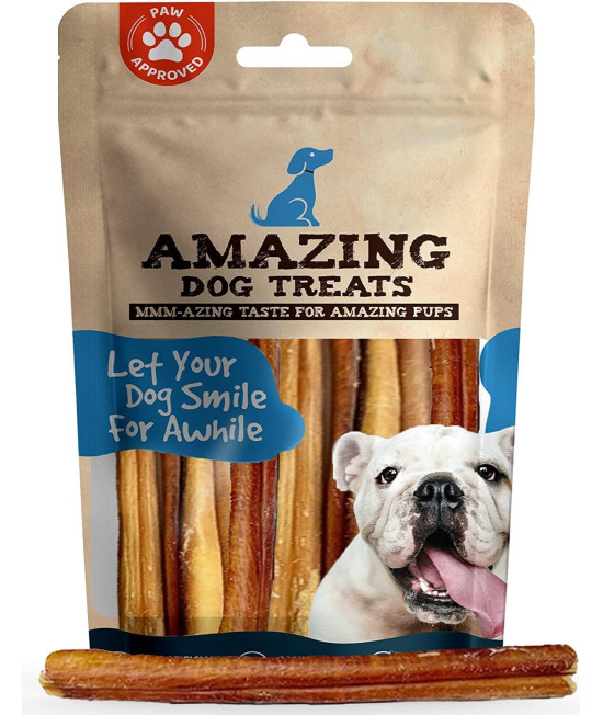 Amazing Dog Treats - Bully Sticks 6 Inch Regular Size (40 Pcs/Pack) - Premium Bully Stick Dog Chews - Long Lasting Bully Sticks for Dogs - Best Bully Stick Dog Bone - No Hide Dog Chew