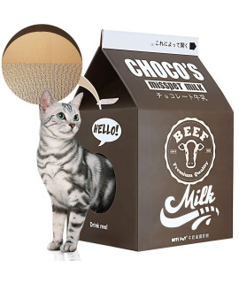FluffyDream Cat Condo Scratcher Post Cardboard, Milk Box Shape Cat Scratching House Bed, Black Color