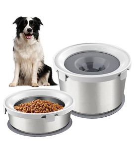 LIDLOK Dog Bowls,Set of 2 Stainless Steel Bowls,No Spill Dog Water Bowl Pet Food Bowl,Spill Proof Dog Food Bowl & Water Bowl Set