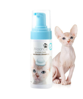 Mooncat Waterless Cat Shampoo, Licking Safe Dry Shampoo for Sphynx Cats, No Rinse Foam Cat Bath, Grooming for Cat, Kitten Sensitive Skin, Paraben Free, Oil Control, pH Balanced (5 oz) Shampoo ONLY