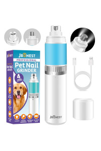 JBonest Dog Nail Grinder with LED Lights, Upgraded 4 Speeds Rechargeable Pet Claw Trimmer,Quite Low Painless Cat Dog Nail Clipper for Large Small Dogs Pets Cats Breed Paws Quick Grooming, Blue