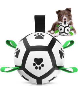 QDAN Dog Toys Soccer Ball with Straps, Interactive Dog Toys for Tug of War, Puppy Birthday Gifts, Dog Tug Toy, Dog Water Toy, Durable Dog Balls World Cup for Small Dogs(5 Inch)