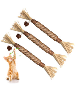 GBSYU 3 Pack Silvervine Cat Toy, Silvervine Sticks Cat Toys for Indoor Cats, Cat & Kitten Chew Toys for Aggressive Chewers, Cat Dental Toy for Kitten Teeth Cleaning, Matatabi Silvervine for Cats