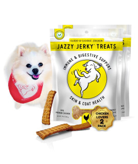 HappyTails Canine Wellness Jazzy Jerky Treats, Chicken Lovers 2-Pack with Prebiotics for Gut & Immune Health, Omega 3s & 6s for Skin &?oat, Made in The USA, Small-Large Dogs, 20 oz