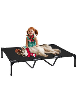 FIOCCO Dog Cot - Elevated Dog Bed with Chew Proof Mesh for Large Dogs, Waterproof Washable Raised Dog Bed, Portable Dog Bed for Outdoor Use, Dog Cots Beds, Black