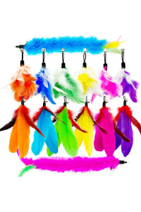 TIENAILING Cat Feather Toys Refills Cat Wand Replacement Feathers, 14 PCS Feathers Cat Toy Refills, Cat Toys Feathers for Indoor Cats