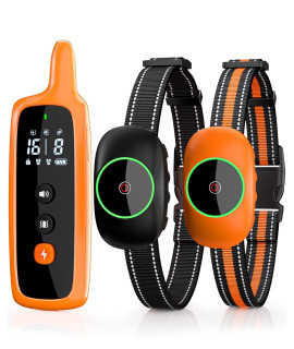 Dog Shock Collar for 2 Dogs, Dog Training Collar with Remote for Large Medium Small Dogs, Rechargeable E-Collar Waterproof Collars with 3 Training Modes, Range up to 3300Ft-Orange