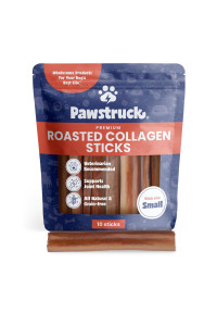 Pawstruck All Natural 5-6 Roasted Collagen Sticks for Dogs - Low Odor & Long Lasting Alternative to Bully Sticks and Rawhide Chews - Single Ingredient & Vet Approved - 10 Pack - Packaging May Vary