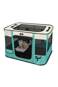 Foldable Pet Playpen, Waterproof Portable Pet Cat Dog Playpen Kennel Tent for Small Dog Cat, Removable Shade Cover, Come with Free Carrying Case, Indoor Outdoor Use for Small Animals, Green