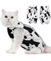 Avont Cat Recovery Suit - Kitten Onesie for Cats After Surgery, Cone of Shame Alternative Surgical Spay Suit for Female Cat, Post-Surgery or Skin Diseases Protection -Cow Print(S)