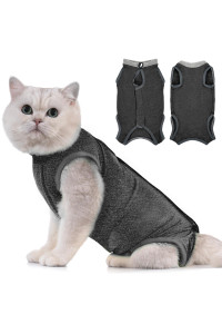Avont Cat Recovery Suit - Kitten Onesie for Cats After Surgery, Cone of Shame Alternative Surgical Spay Suit for Female Cat, Post-Surgery or Skin Diseases Protection -Grey(L)