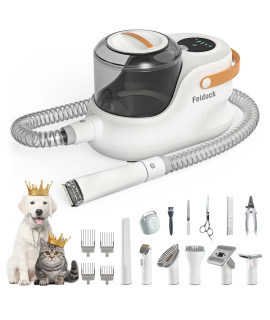 Feiduck Dog Grooming Kit,Pet Grooming Vacuum Suction 99% Pet Hair,2.5L Large Capacity,Dog Air Clipper Vacuum with 12 Grooming Tools,Home and Car Cleaning (Grey)