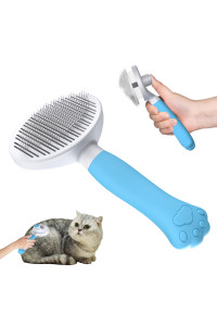 Zivacate Cat Brush Dog Brush [Ergonomic Grip & One-click Cleaning] Groomi Tool for Short & Long Haired Dogs/Cats/Rabbits, Deshedding Brush(Blue)