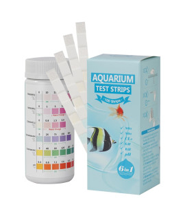 6 in 1 Aquarium Test Strips,100 Strips Fish Tank Test Kit for Testing PH Nitrite Nitrate Chlorine General & Carbonate Hardness, Accurate Saltwater and Freshwater Aquarium Water Testing