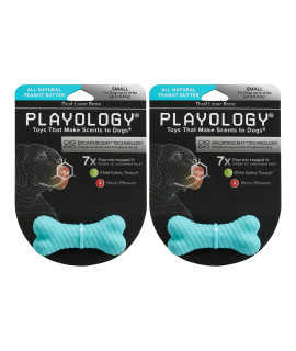 Playology Dual Layer Bone Dog Toy, for Small Dogs, 2-Pack (Up to 15 lbs) - for Heavy Chewers - Engaging All-Natural Peanut Butter Scented Toy - Non-Toxic Materials