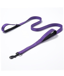 Heavy Duty Dog Leash - 2 Handles by Padded Traffic Handle for Extra Control, 6foot Long - Perfect for Medium to Large Dogs (Purple, 6 ft)