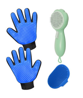GJEASE Cat Grooming Glove Brush,Self-Cleaning Slicker Pet Brush for Short and Long Haired Pets,Dog Bath Brush for Shedding and Grooming,Removes Loose Hair and Tangles,Promote Circulation