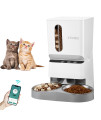 Automatic Cat Feeders for 2 Cats,5L Dry Food Dispenser with Splitter and 2 Stainless Bowls,Automatic Cat Feeder 30s Meal Call and 2.4G WiFi APP Timer Setting to 1-10 Meals Per Day for Cat and Dog