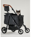 Zoosky Medium Folding Pet Stroller, Up to 66lbs Dog Folding Stroller, Adjustable Handle, 180?Convertible Canopy, 4 Wheels Dog/Cat Puppy Stroller for Medium/Large Pet, Waterproof Pad