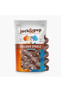 Jack&Pup 5 Spiral Beef Collagen Sticks for Dogs - Rawhide Free Dog Chews Long Lasting Collagen Chews for Dogs - Bully Sticks Alternative (8 Pack)