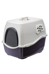 Ferplast Maxi Bill closed cat Litter Tray for Large cats, Outdoor cat Toilet, with 2 Odour Filters, 57 x 45 x H 48 cm, Darkened Door and Handle - Random colour