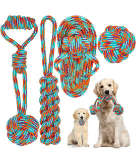 AUKZON Puppy Chew Toys for Teething, Cotton Dog Rope Toys for Small Dogs, Dog Toys for Boredom and Stimulating, Teeth Cleaning, Gum Massage, Tug of War for Medium Dogs