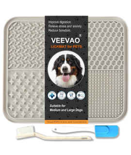 VEEVAO XL Lick mat for Large Dogs Breed, 12?0 Food Grade Silicone Dog Lick Mat with Suction Cups, Lick Matts for Large Dogs Anxiety Reliever, Peanut Butter Lick Mat for Boredom Breaker (Grey)