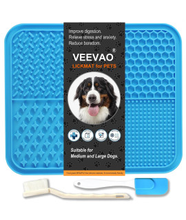 VEEVAO XL Lick mat for Large Dogs Breed, 12?0 Food Grade Silicone Dog Lick Mat with Suction Cups, Lick Matts for Large Dogs Anxiety Reliever, Peanut Butter Lick Mat for Boredom Breaker (Blue)