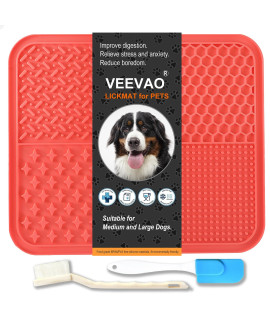 VEEVAO XL Lick mat for Large Dogs Breed, 12?0 Food Grade Silicone Dog Lick Mat with Suction Cups, Lick Matts for Large Dogs Anxiety Reliever, Peanut Butter Lick Mat for Boredom Breaker (Coral Red)