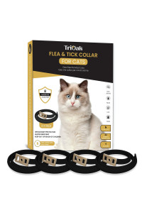 TriOak 4 Pack Cat Flea Collar, 8 Months Protection Collar for Cats, Count and Tick Prevention Prevention, One Size Fits All-Black Edition