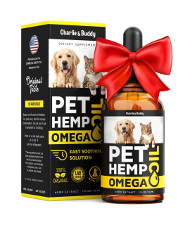 Charlie&Buddy H?mp and Salmon Oil for Dogs Skin and Coat H?alth - 3, 6, 9 Omega Pet H?mp Oil for Dogs and Cats, Rich in Vitamins B, E Dog Fish Oil & H?mp for Dogs Anxi?ty and Str?ss R?lief, J?int P?in