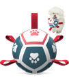 QDAN Dog Toys Soccer Ball with Straps, Outdoor Interactive Dog Toys for Tug of War, Puppy Birthday Gifts, Dog Tug Toy, Dog Water Toy, Durable Dog Balls for Small Dogs - Blue&Red(5 Inch)