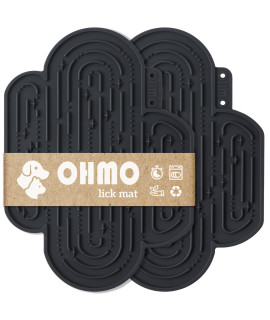OHMO-Cactus Lick Mat for Dogs and Cats(2 Pack, Black) Easy to Clean Pet Slow Feeder with Suction Cups, Licking Pad for Anxiety Relief and Boredom Reduction