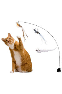 KOTYA The Original 5-in-1 Bird Set for Real-Life Hunting Training for Indoor Cats, Dancer Toy with Colorful Natural Feathers and Bell