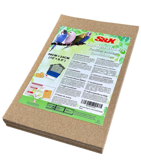 S&X Gravel Paper for Bird Cage 30-Pack 15 x 9.5 Cage Liner Paper Sand Sheets for Enhanced Hygiene and Bird Health