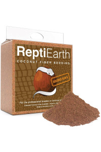 ReptiEarth Fine Reptile Bedding Compressed Block Expands to 72 Quarts of Fluffy Coconut Substrate for Snake Bedding in Bioactive Terrarium Tanks, Organic Coco Fiber for Lizards, Frogs, Tarantulas