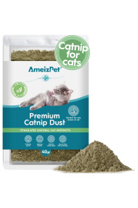 AmeizPet Catnip Dust for Cats, Catnip Alternative for Training & Play, Cat & Kitten Behaviour Dust 40g (0.09 Oz)
