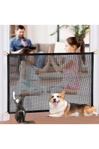 Portable Mesh Baby Gate 43.3x30.9,Black Mesh Magic Pet Dog Gate for Stairs/Doorways/Hallways Easy-Install Child's Safety Gates Folding for Indoor and Outdoor Safety Gate Install Anywhere for Dogs