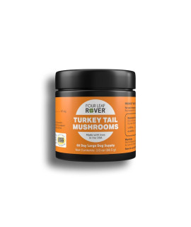 Four Leaf Rover - Turkey Tail Mushroom Extract - Critical Immune Support and Prebiotic for Dogs - 60 Day Supply, Depending on Dogs Weight - Rich in Beta-Glucans - Vet Formulated