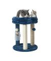MECOOL Cat Scratching Post Tree with Tower Soft Cat Bed.Natural Quality Sisal Carpet Jute Scratch Posts with Three Hanging Ball Toys and Massage Brush for Indoor Cats and Kittens Blue