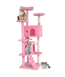 BestPet 70in Cat Tree Tower for Indoor Cats,Multi-Level Cat Furniture Activity Center with Cat Scratching Posts Stand House Cat Condo with Funny Toys for Kittens Pet Play House,Pink
