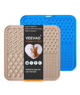 VEEVAO Lick Mat for Dogs, 8 ?8 Food-Grade Silicone Dog Lick Mat as Boredom Busters and Anxiety Reliever, Dog Licking mat for Mental Stimulation, Dog Lick Pad for Peanut Butter (Grey & Blue)