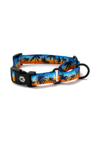 Wolfgang Premium Martingale Dog Collar for Small Medium Large Dogs, Made in USA, SunsetPalms Print, XL (1 Inch x 22-29 Inch)