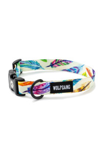 Wolfgang Premium Adjustable Dog Training Collar for Small Medium Large Dogs, Made in USA, FeatheredFriend Print, Medium (1 Inch x 12-18 Inch)