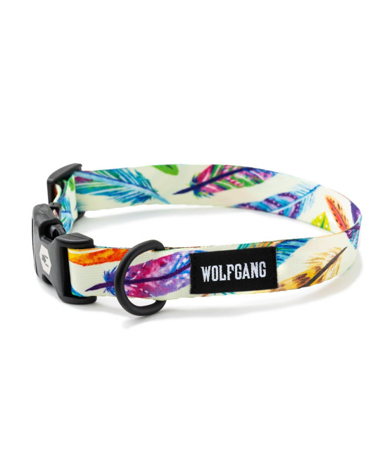 Wolfgang Premium Adjustable Dog Training Collar for Small Medium Large Dogs, Made in USA, FeatheredFriend Print, Large (1 Inch x 18-26 Inch)