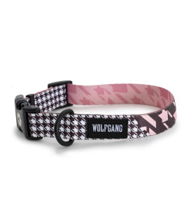 Wolfgang Premium Adjustable Dog Training Collar for Small Medium Large Dogs, Made in USA, HoundsPink Print, Large (1 Inch x 18-26 Inch)