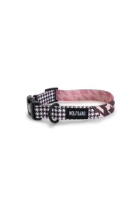 Wolfgang Premium Adjustable Dog Training Collar for Small Medium Large Dogs, Made in USA, HoundsPink Print, Small (5/8 Inch x 8-12 Inch)