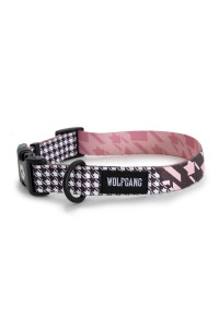 Wolfgang Premium Adjustable Dog Training Collar for Small Medium Large Dogs, Made in USA, HoundsPink Print, Medium (1 Inch x 12-18 Inch)