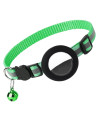 Airtag cat collar, Air tag cat collar with Bell and Safety Buckle in 38 Width, Reflective collar with Waterproof Airtag Holder compatible with Apple Airtag for cat Dog Kitten Puppy (green)