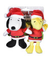 Peanuts for Pets Holiday Snoopy and Woodstock Santa Plush Pet Toy 2 Pack Dog Toy Set Small Squeaky Dog Toys, Cute and Soft Stuffed Dog Toys Officially Licensed from Peanuts Comic Strip
